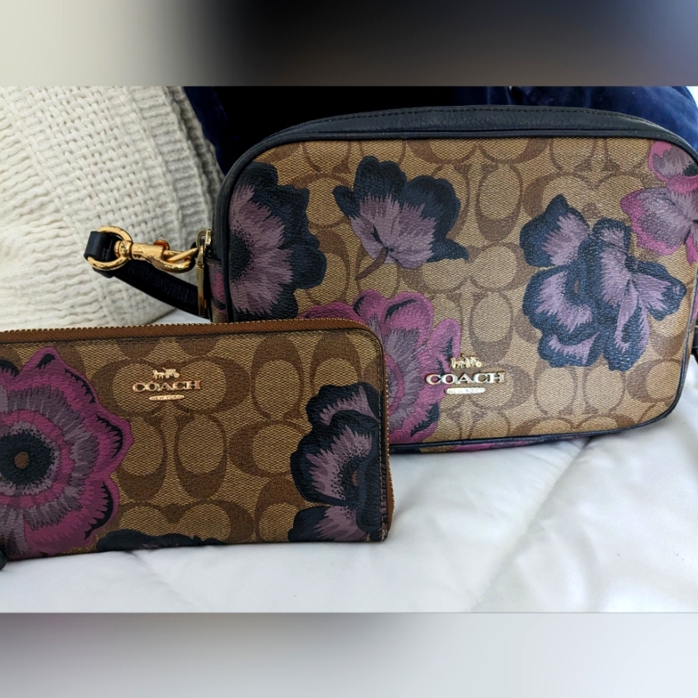 Kaffe Fassett Coach Crossbody Purse & Matching Wallet